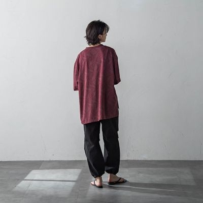 ペイズリー柄５分袖シャツ≪洗濯機で洗える≫