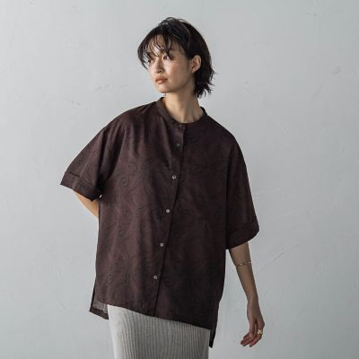 ペイズリー柄５分袖シャツ≪洗濯機で洗える≫