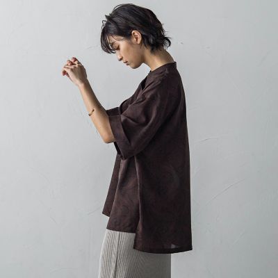 ペイズリー柄５分袖シャツ≪洗濯機で洗える≫