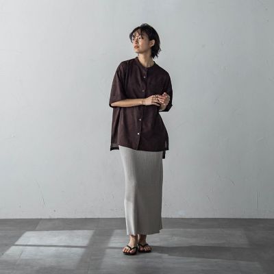 ペイズリー柄５分袖シャツ≪洗濯機で洗える≫