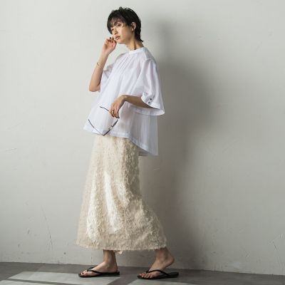 コットンシアーカシュスリーブブラウス≪手洗い可能≫