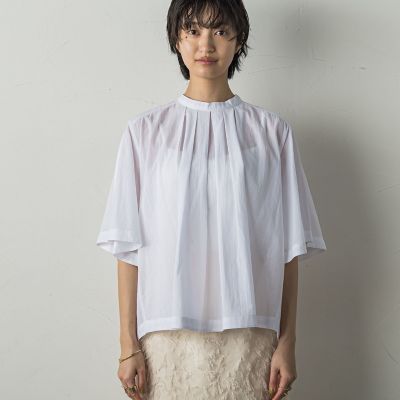 コットンシアーカシュスリーブブラウス≪手洗い可能≫