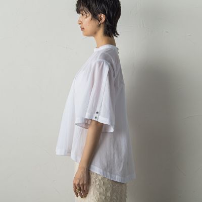 コットンシアーカシュスリーブブラウス≪手洗い可能≫