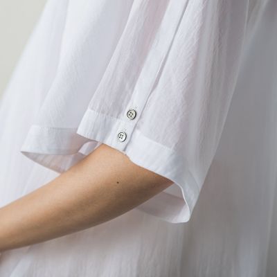 コットンシアーカシュスリーブブラウス≪手洗い可能≫