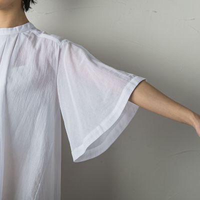 コットンシアーカシュスリーブブラウス≪手洗い可能≫
