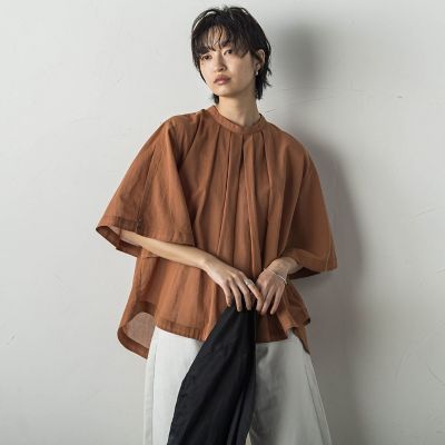 コットンシアーカシュスリーブブラウス≪手洗い可能≫