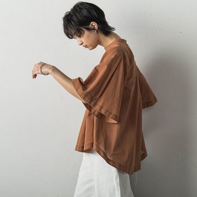 コットンシアーカシュスリーブブラウス≪手洗い可能≫