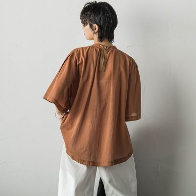 コットンシアーカシュスリーブブラウス≪手洗い可能≫
