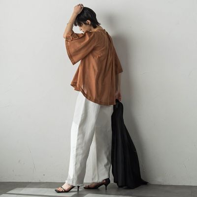 コットンシアーカシュスリーブブラウス≪手洗い可能≫