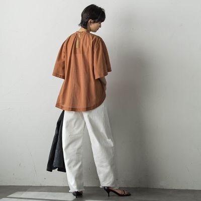 コットンシアーカシュスリーブブラウス≪手洗い可能≫