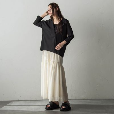 シアーフーディーブラウス≪洗濯機で洗える≫