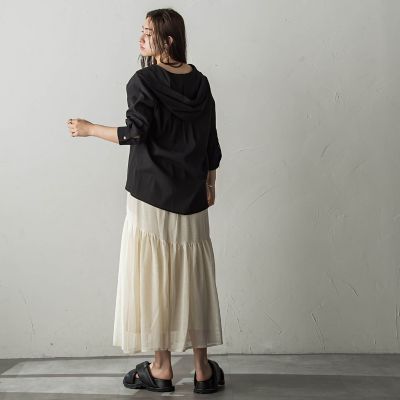 シアーフーディーブラウス≪洗濯機で洗える≫