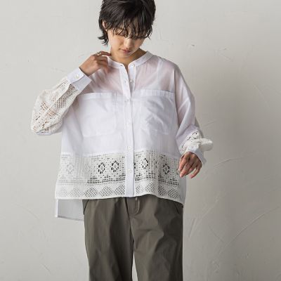 ＜MAYSON GREY（Women）＞レース切替クロップドシャツ