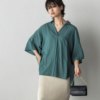 ＜MAYSON GREY（Women）＞【ＷＥＢ限定カラーあり】バックタックドルマンスキッパーシャツ≪手洗い可能≫