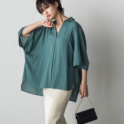 【ＷＥＢ限定カラーあり】バックタックドルマンスキッパーシャツ≪手洗い可能≫