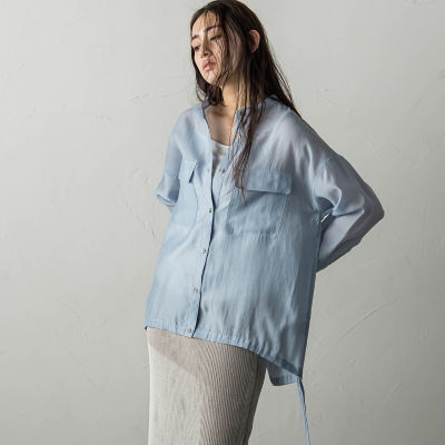 ＜MAYSON GREY（Women）＞ドロストヘムバンドカラーシャツ≪洗濯機で洗える≫
