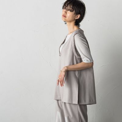 メランジＶネックノースリブラウス≪洗濯機で洗える≫