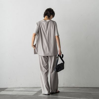 メランジＶネックノースリブラウス≪洗濯機で洗える≫