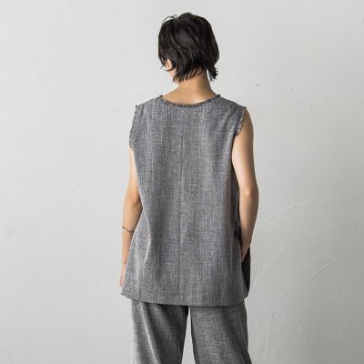 メランジＶネックノースリブラウス≪洗濯機で洗える≫