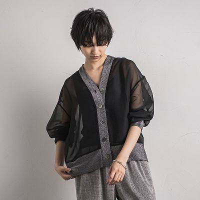 【ＷＥＢ限定】オーガンジーラメカーディガン　≪洗濯機で洗える≫