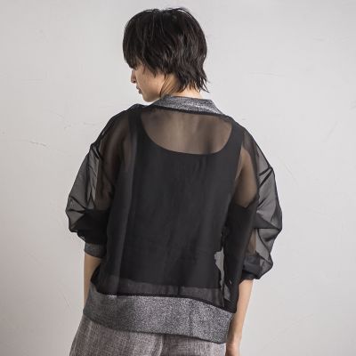 【ＷＥＢ限定】オーガンジーラメカーディガン　≪洗濯機で洗える≫