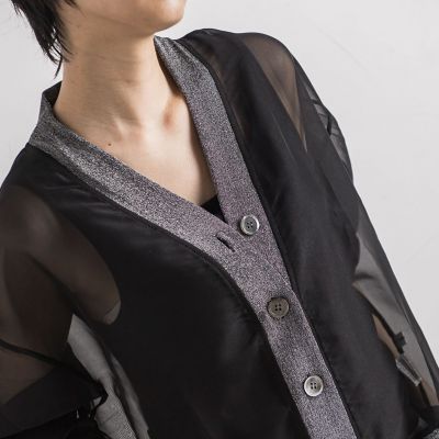【ＷＥＢ限定】オーガンジーラメカーディガン　≪洗濯機で洗える≫