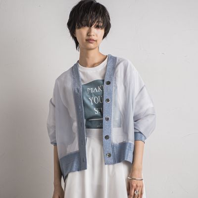 ＜MAYSON GREY（Women）＞【ＷＥＢ限定】オーガンジーラメカーディガン　≪洗濯機で洗える≫