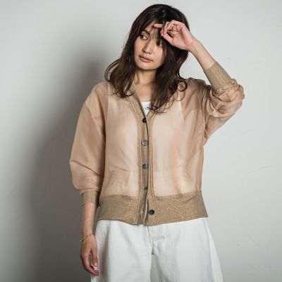 【ＷＥＢ限定】オーガンジーラメカーディガン　≪洗濯機で洗える≫