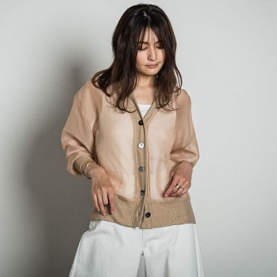 【ＷＥＢ限定】オーガンジーラメカーディガン　≪洗濯機で洗える≫