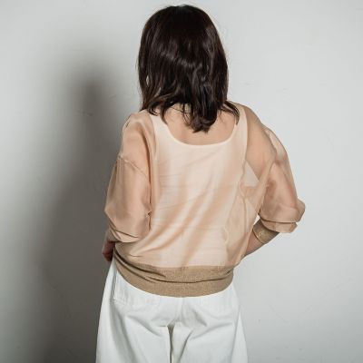 【ＷＥＢ限定】オーガンジーラメカーディガン　≪洗濯機で洗える≫