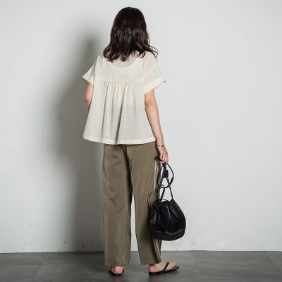 【ＷＥＢ限定】コットンシアーサファリブラウス≪洗濯機で洗える≫