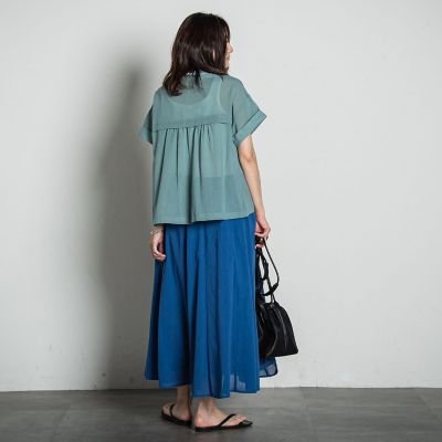 【ＷＥＢ限定】コットンシアーサファリブラウス≪洗濯機で洗える≫