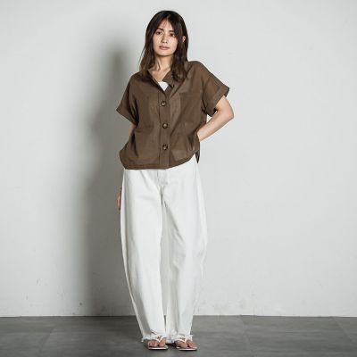 【ＷＥＢ限定】コットンシアーサファリブラウス≪洗濯機で洗える≫