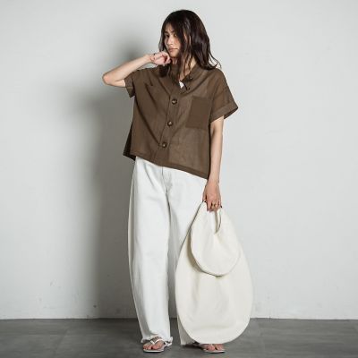 【ＷＥＢ限定】コットンシアーサファリブラウス≪洗濯機で洗える≫