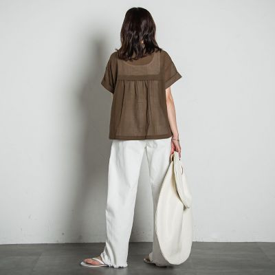 【ＷＥＢ限定】コットンシアーサファリブラウス≪洗濯機で洗える≫
