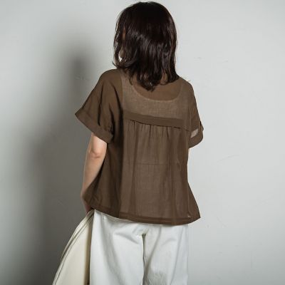 【ＷＥＢ限定】コットンシアーサファリブラウス≪洗濯機で洗える≫