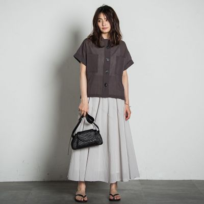 【ＷＥＢ限定】コットンシアーサファリブラウス≪洗濯機で洗える≫