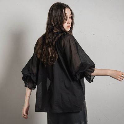 ギャザーネックボリュームブラウス≪手洗い可能≫