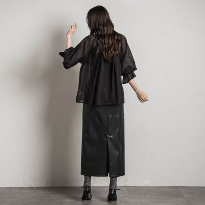 ギャザーネックボリュームブラウス≪手洗い可能≫