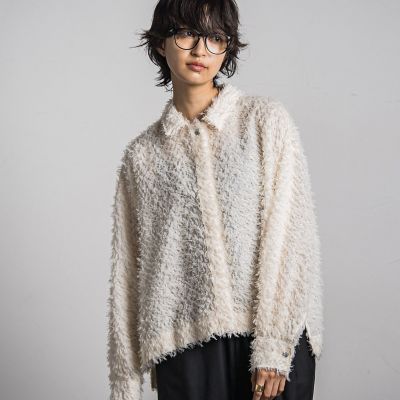 シアーフリンジジャガードクロップドシャツ≪手洗い可能≫
