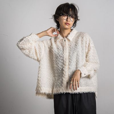 シアーフリンジジャガードクロップドシャツ≪手洗い可能≫