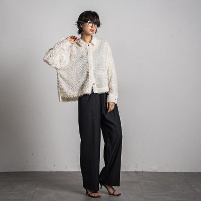 シアーフリンジジャガードクロップドシャツ≪手洗い可能≫