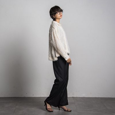 シアーフリンジジャガードクロップドシャツ≪手洗い可能≫