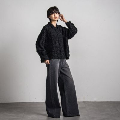 シアーフリンジジャガードクロップドシャツ≪手洗い可能≫