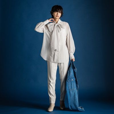 カタログ掲載】シアーボウタイボリュームスリーブブラウス≪洗濯