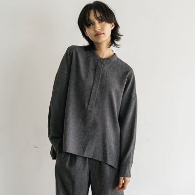 ＜MAYSON GREY（Women）＞ＤＲＹ　ＭＥＬＡＮＧＥ千鳥ブラウス≪洗濯機で洗える≫