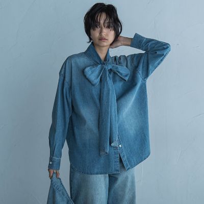 新品タグ付✨ ボニーウーブン デニムボウタイブラウス 完売品 デニムボウタイブラウス≪洗濯機で洗える≫ | MAYSON GREY (Women