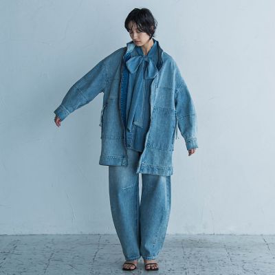 美品　メイソングレイ　ボウタイ　ブラウス デニムボウタイブラウス≪洗濯機で洗える≫ | MAYSON GREY