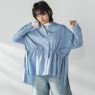 メイソングレイ（MAYSON GREY）/カラーストライプウエストマークオーバーシャツ≪洗濯機で洗える≫ カラーストライプウエストマークオーバーシャツ≪洗濯機で洗える