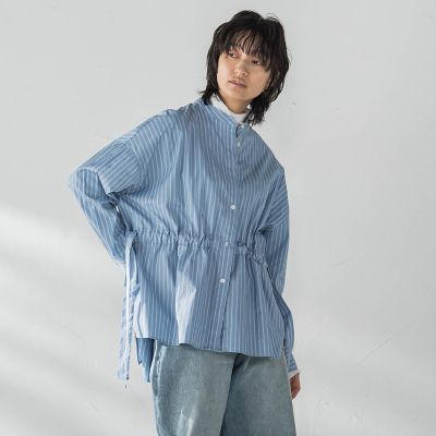 メイソングレイ（MAYSON GREY）/カラーストライプウエストマークオーバーシャツ≪洗濯機で洗える≫ カラーストライプウエストマークオーバーシャツ≪洗濯機で洗える